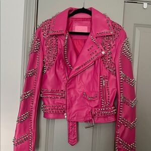 Studded Pink Leather Jacket